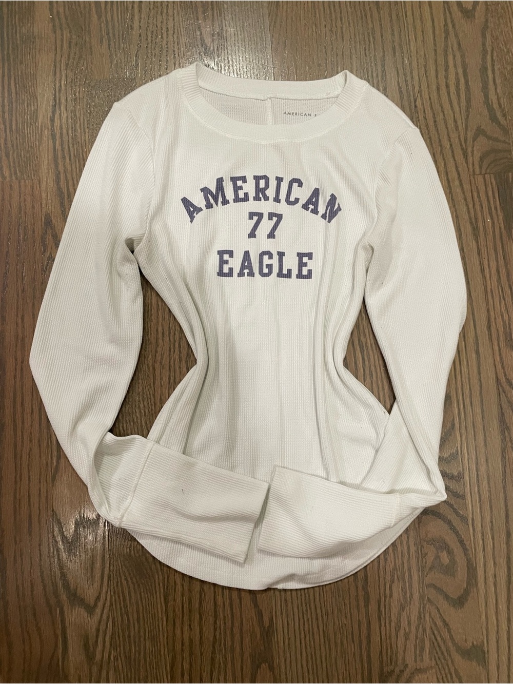 American Eagle Outfitters White Ribbed Long-Sleeve Top